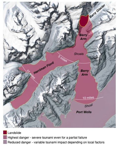 The impact of the predicted tsunami could be felt over 10 miles away