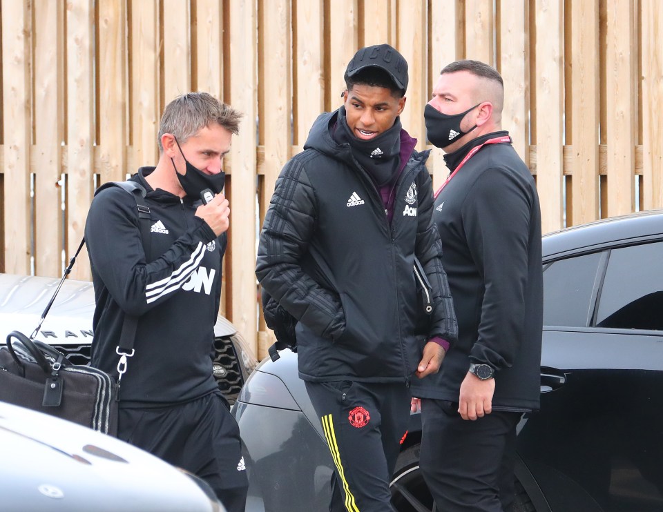 Marcus Rashford was spotted at Manchester Airport ahead of the journey to Paris