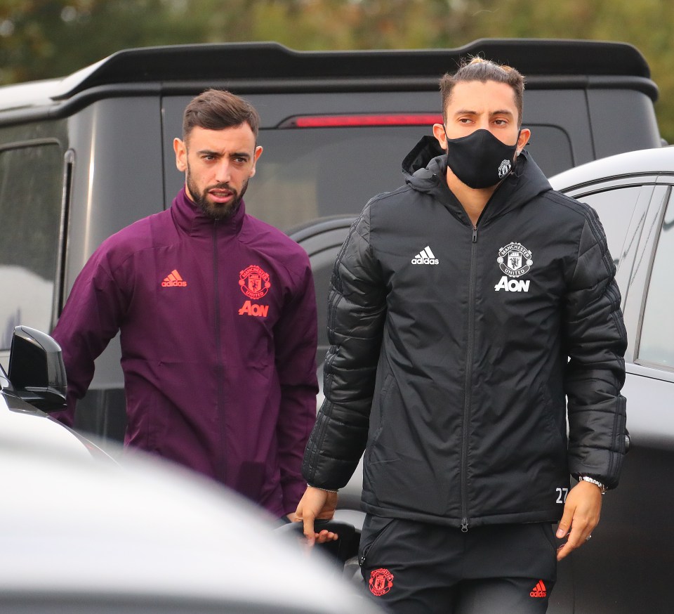 Bruno Fernandes was part of the Man Utd squad heading to Paris - but Cavani and Maguire were absent