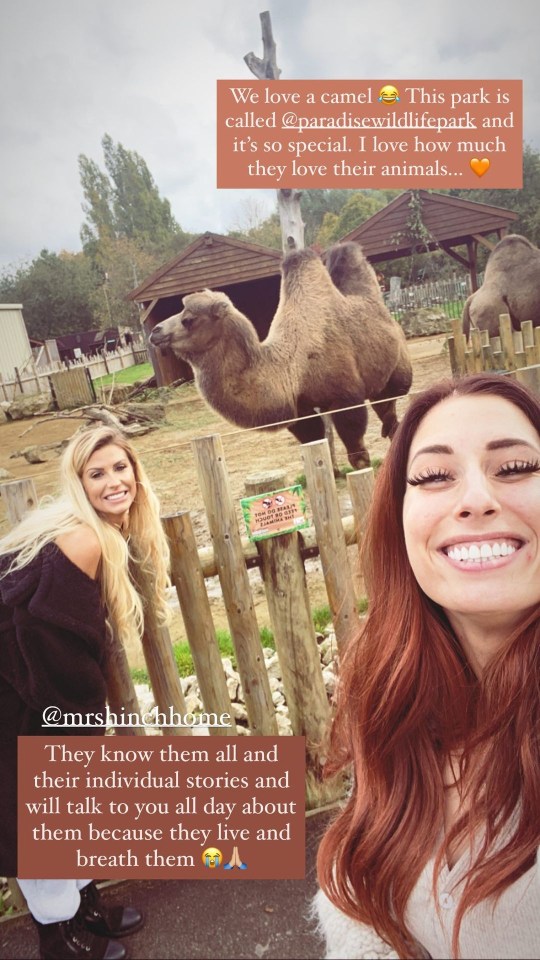 Stacey looked thrilled as she posed near a camel