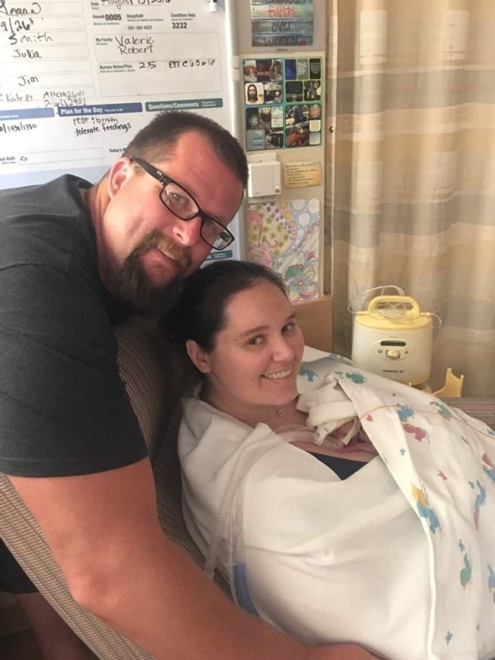 Rob and Val Ray, from Oregon, with their premature baby boy