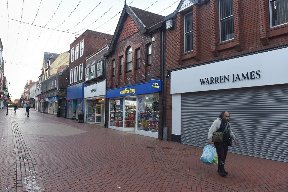 A deserted high street in Wrexham after 6pm