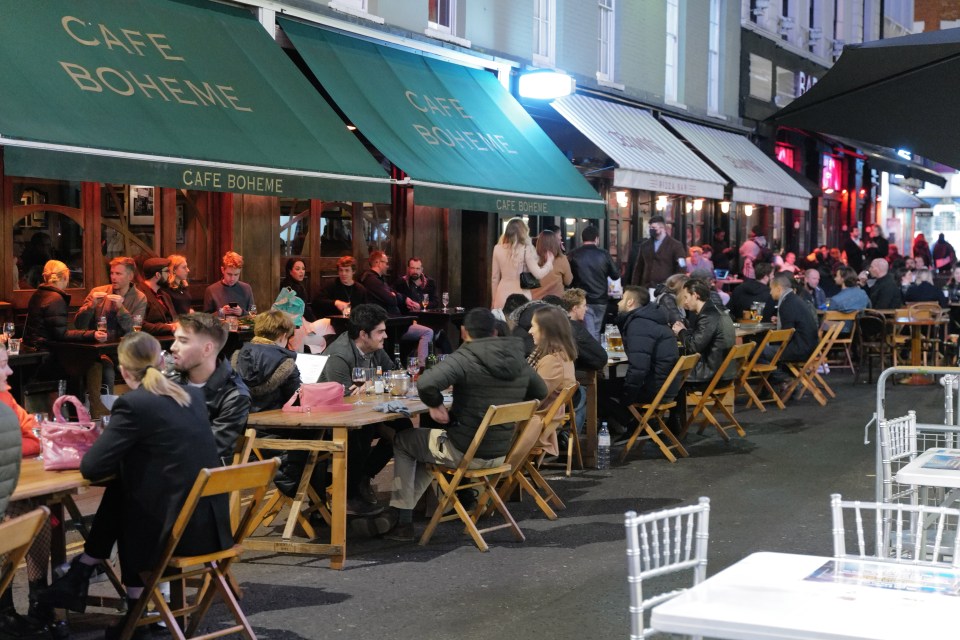 Large groups were also seen in Soho in Central London