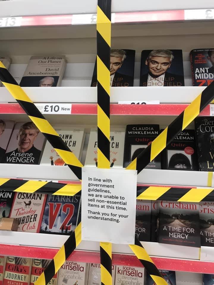 Books by Phillip Schofield and John Grisham have been taped off at a branch of Tesco in Cardiff