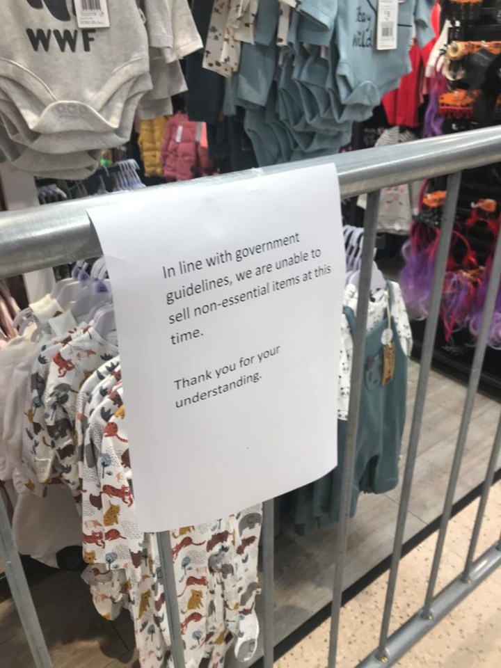 Baby clothes have been cordoned off using metal barriers in some stores