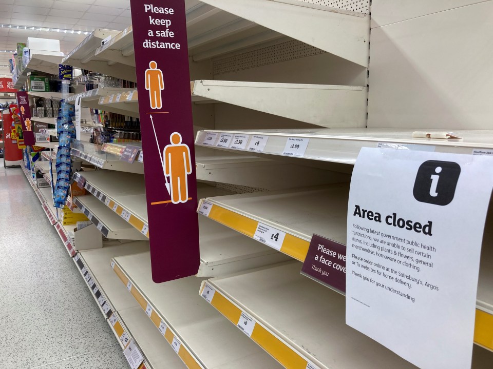 Shelves were stripped at Sainsbury's as the government cracks down