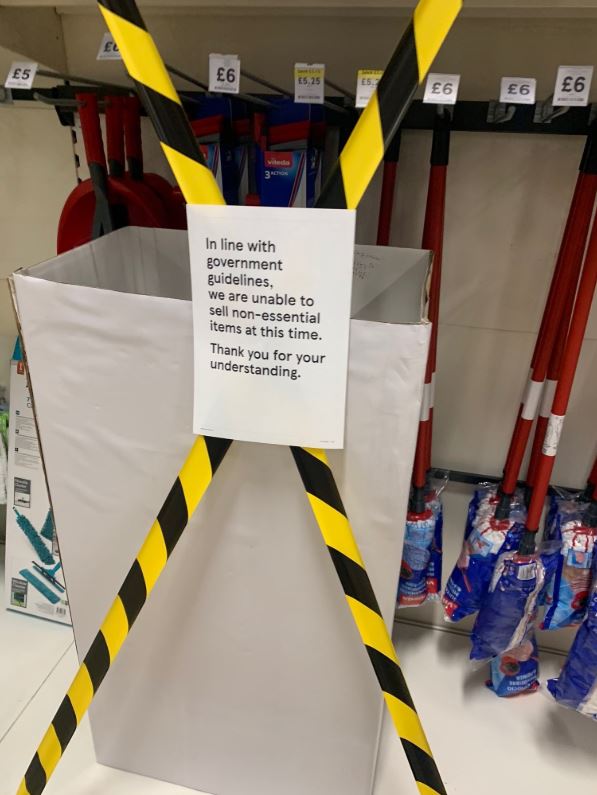 One Twitter user spotted cleaning products had been taped off too