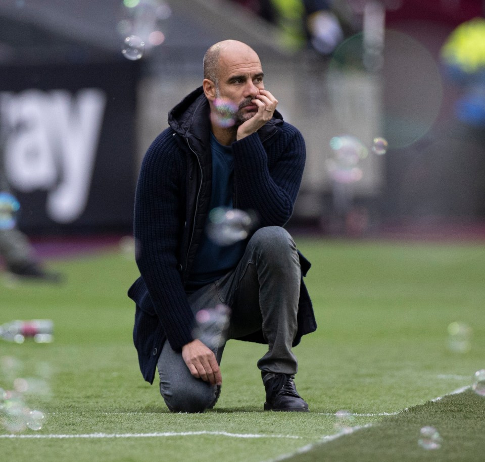 Pep Guardiola cut a forlorn figure in the first half