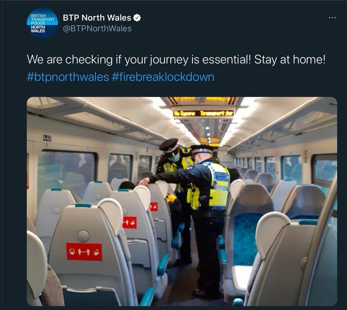 British Transport Police caused outrage after sharing a photo of officers carrying out spot checks on train passengers