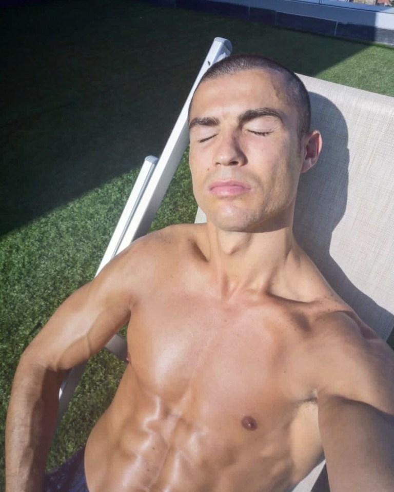 Cristiano Ronaldo has been sunning himself in his garden