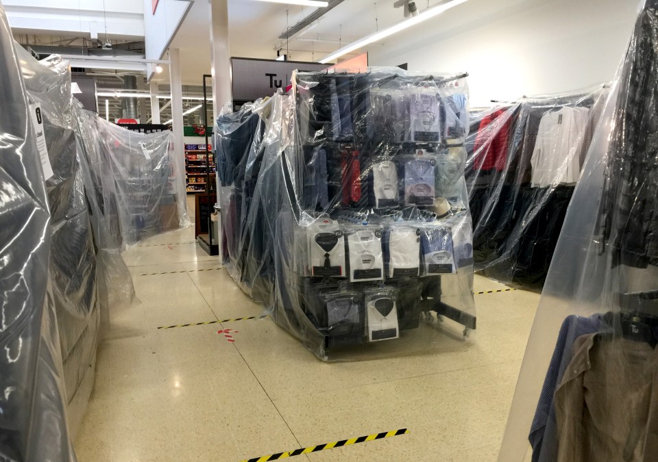 It comes as major supermarkets - including this branch of Sainsbury's in Cardiff - use plastic sheeting to cover items like school uniform