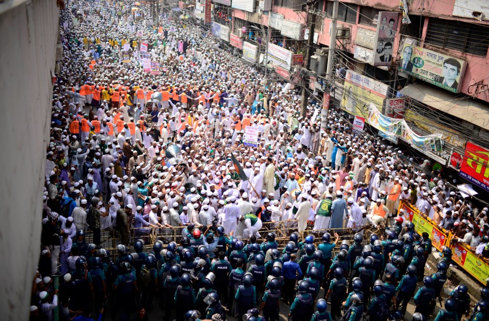 One demonstration today in Dhaka, Bangladesh