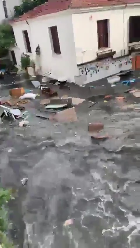 Surging waters swept through parts of Izmir