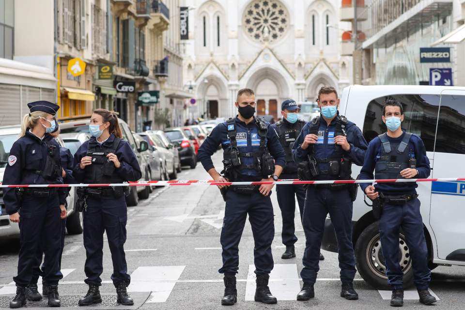 Police outside the church after the attack