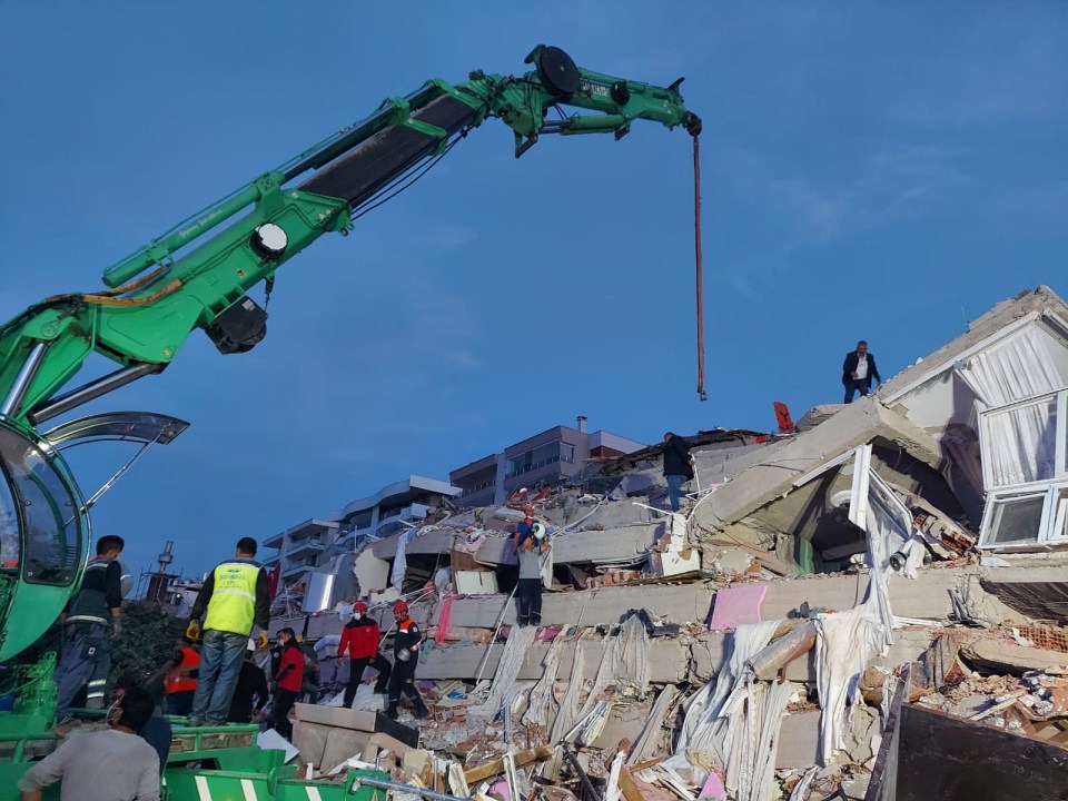 The rescue operations continued as night fell over Izmir