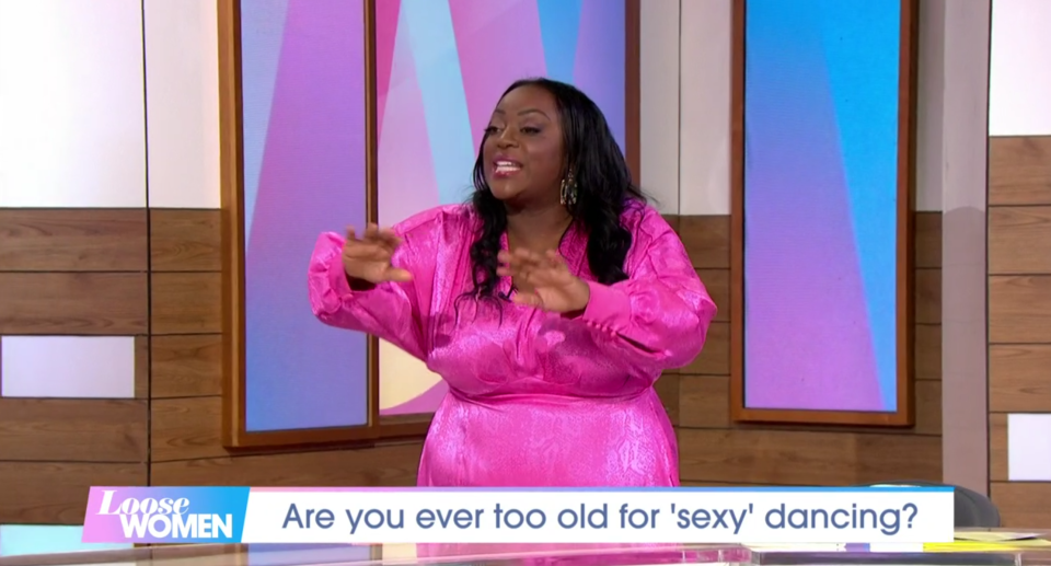 Judi showed off her moves in a gorgeous pink dress