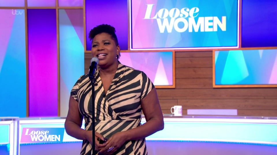 Brenda Edwards left the Loose Women panel in tears as she closed the show with a triumphant rendition of Whitney Houston's Greatest Love Of All