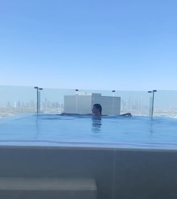 They stayed at a penthouse suite with an infinity pool