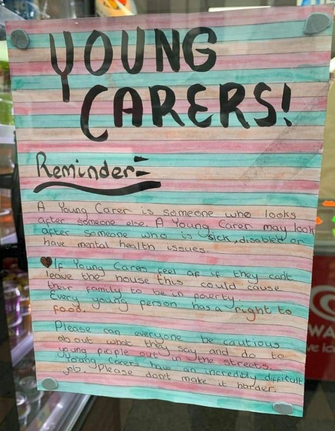 Fayeth has made a poster to help inform people about carers like herself