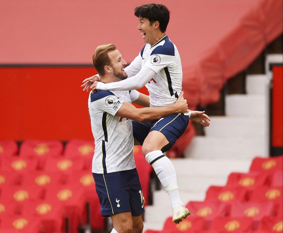 Two-goal tormentors Harry Kane and Son Heung-min enjoy te ride as Spurs beat Man Utd 6-1 at Old Trafford