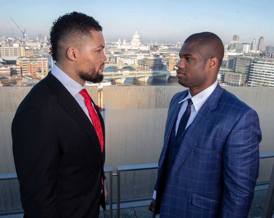 Joe Joyce, left, will battle it out with Daniel Dubois in their all-British bout in front of the BT Sport cameras on November 28