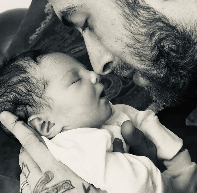 Matt with Dusty after she had just been born