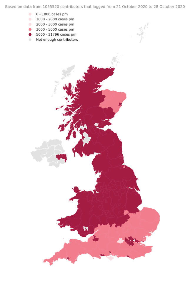 The graph above shows the difference in case rates across the country 