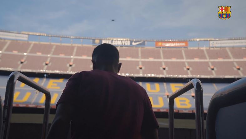 Dest walked out of the tunnel and up the steps on to the Nou Camp pitch