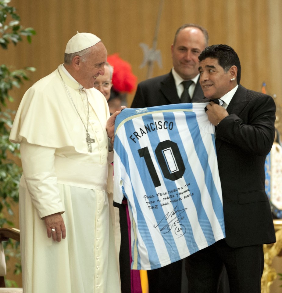 From one Hand of God to another... Maradona gave the Pope a signed Argentina shirt