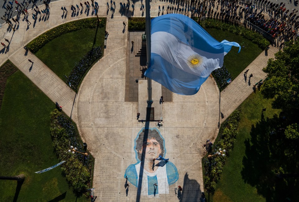 An aerial shot showing the scores of fans who lined up to they their respects to the fallen legend