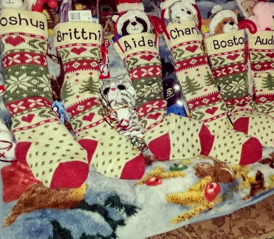 Brittni and her husband spend an additional £75 to fill up Santa stockings for the family