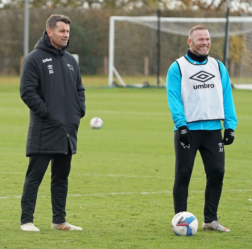 Rooney, right, has been taking training alongside Shay Given, left, Liam Rosenior and Justin Walker