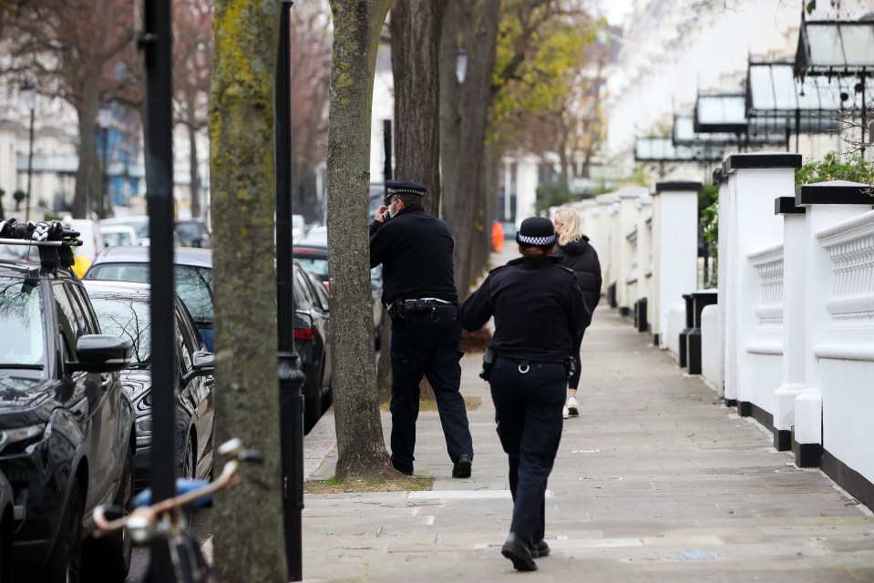 Police outside Rita's London home this morning