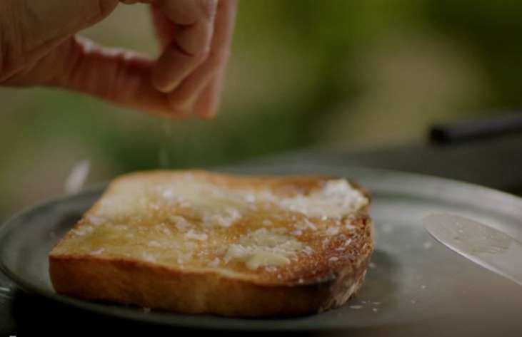 She sprinkled on some sea salt before unveiling her 'platonic ideal of toast'