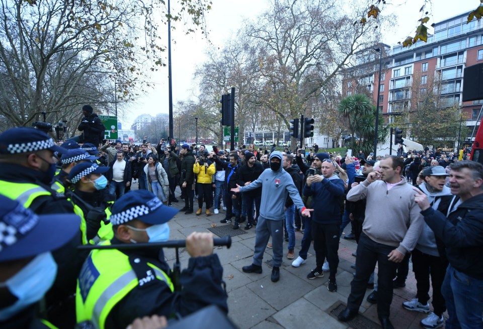 Demonstrators faced off with police during anti-lockdown protests