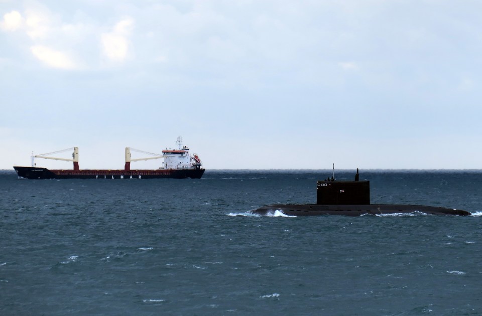 The Russian Kilo-class submarine is spotted in the Channel