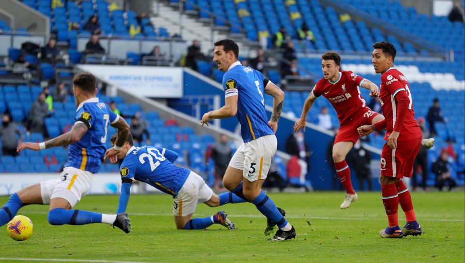 Diogo Jota thought he had grabbed the winner for the Reds