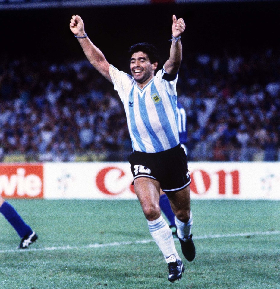 Maradona became a football icon in the famous white-and-blue of Argentina