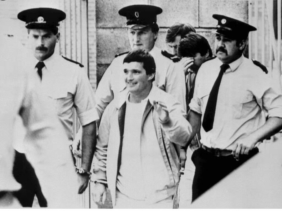 Thomas McMahon (centre) served 18 years in prison before being released in 1998