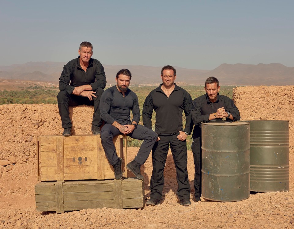 Ant with fellow SAS: Who Dares Wins trainers Mark Billingham, Jason Fox and Ollie Ollerton