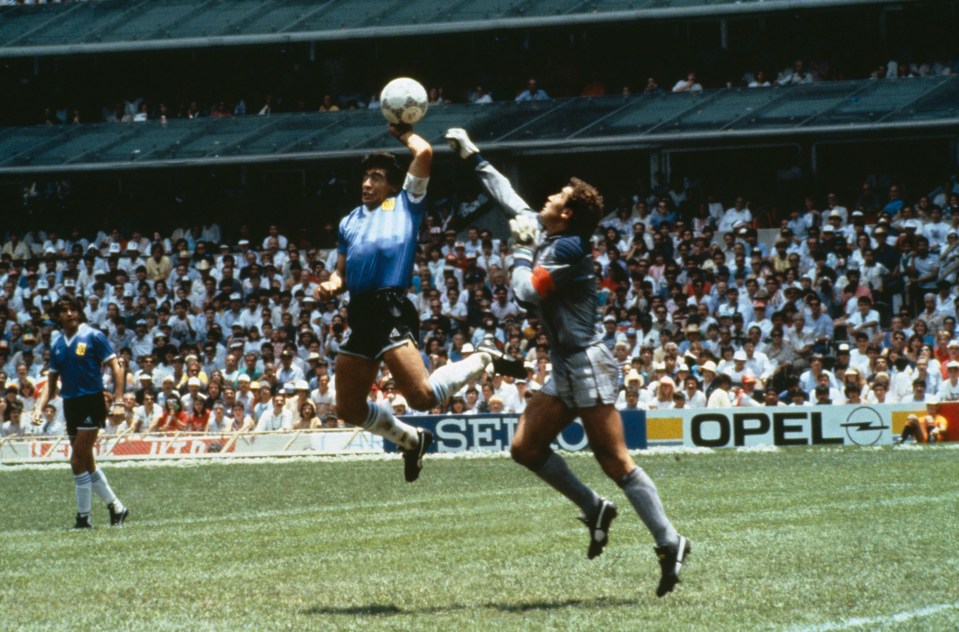 Maradona scored the ‘Hand of God’ goal against England’s Peter Shilton at the 1986 World Cup