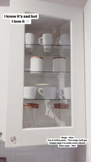 Stacey showed off her organised kitchen cupboards on social media