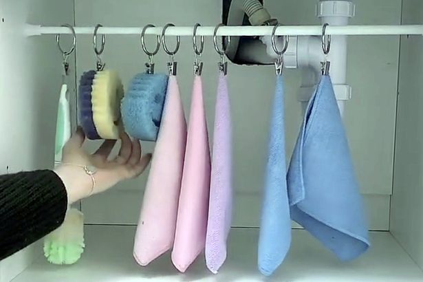 Stacey has shared her storage solutions on Instagram - including hanging up her cleaning cloths