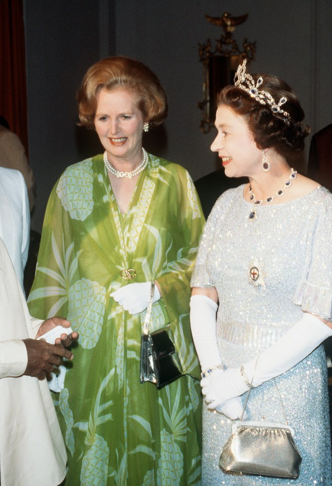 Queen Elizabeth II and Margaret Thatcher on a visit to Zambia for the Commonwealth Conference in 1979