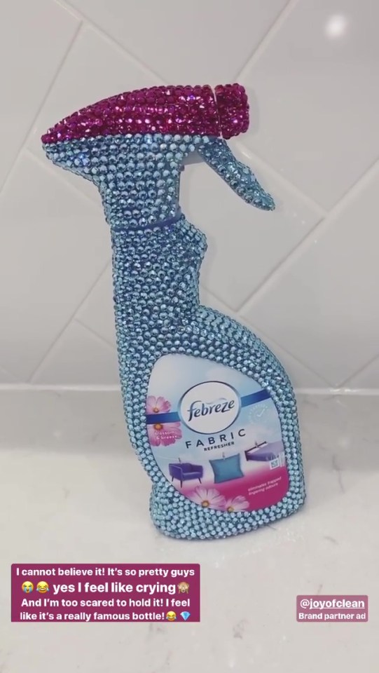 The cleaning star loved her Febreeze so much that she even got a bedazzled version