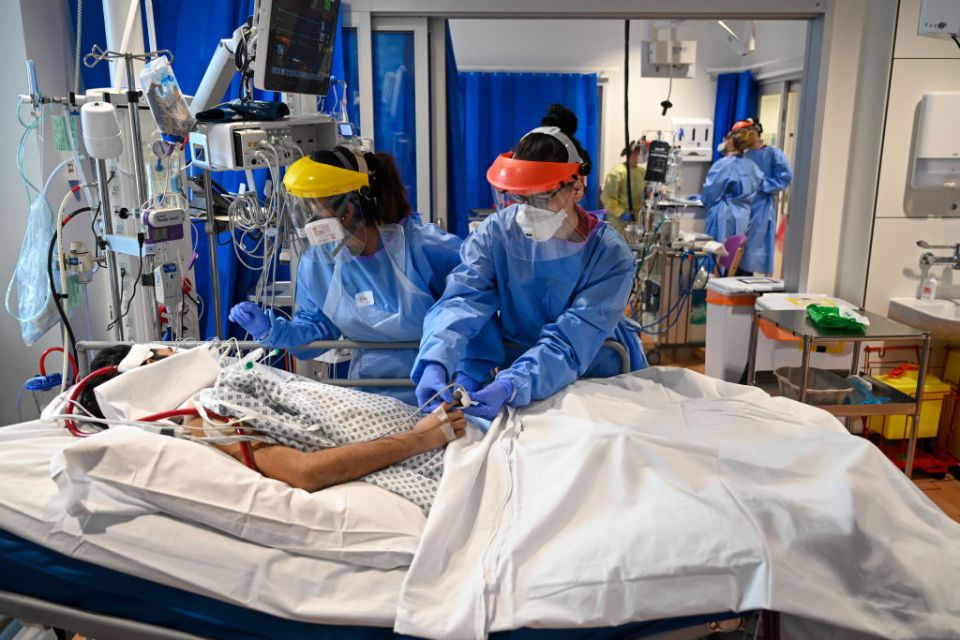 A Covid patient is treated in Royal Papworth Hospital in Cambridge