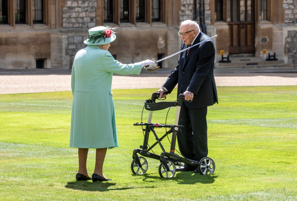 In July the Queen knighted Captain Tom Moore, the 100-year-old veteran who raised £33million for NHS charities