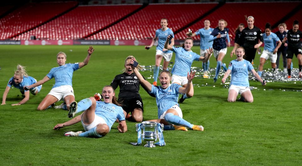 Manchester City are the slide rulers of Wembley as they enjoy extra-time victory over Everton in the Women's FA Cup final  