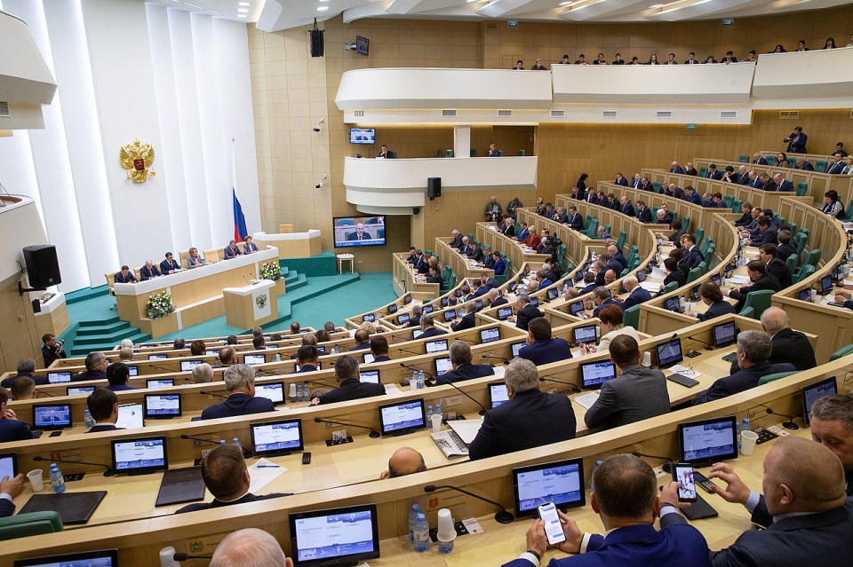 A Federation Council session in Moscow, Russia