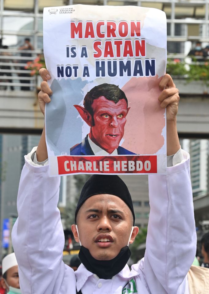 Protesters marched on the French embassy in Jakarta, Indonesia